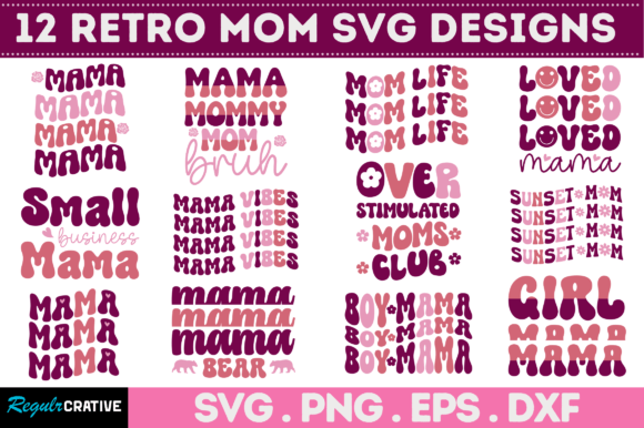 Retro Mom SVG Bundle: Graphics for Crafts & Branding